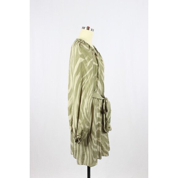 BANANA REPUBLIC Reverie Green Zebra 100% Silk Blouson Flowy Tent Dress, Size M - Picture 4 of 14
